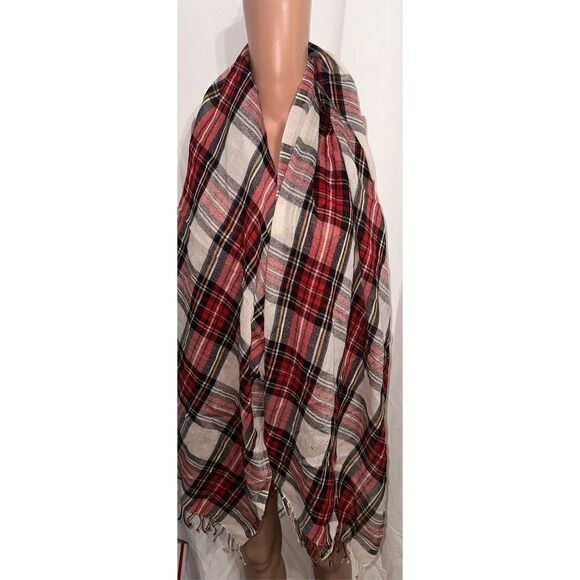 Beautiful RAJ Red Plaid Woolen Scarf - Shawl - Checked Men's Scarf - Soft Woolen - Picture 2 of 3
